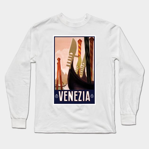 Vintage Travel Poster Italy Venice Venezia Long Sleeve T-Shirt by vintagetreasure